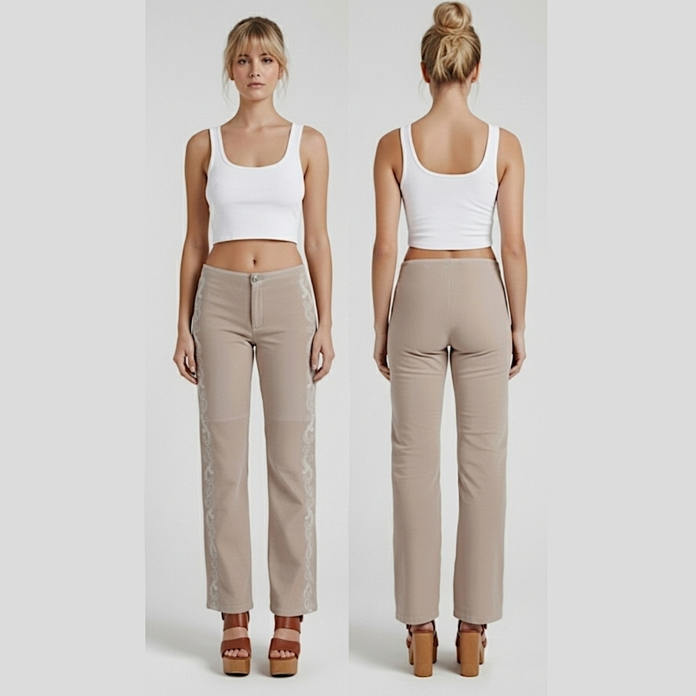 CABO True Vintage 80s Low Rise Western Straight Tan Suede Pants